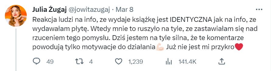 Julia Żugaj wyda książkę