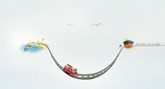 Seria zabawnych obrazków promuje McDonald's drive-through