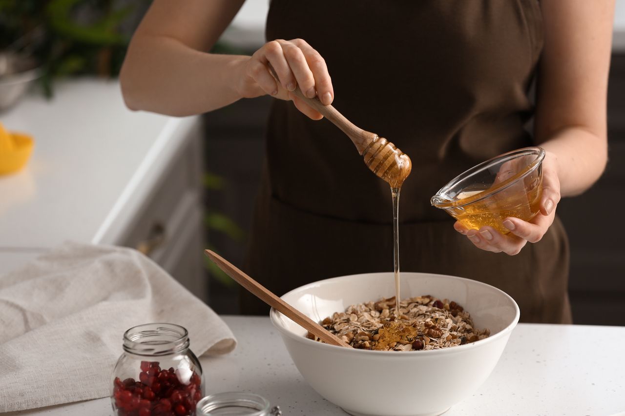 Preparing homemade granola is a simple matter.