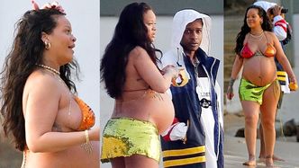 Rihanna z soczystym mango w dłoni i "bad boyem" ASAP Rockym u boku plażuje na Barbadosie (ZDJĘCIA)