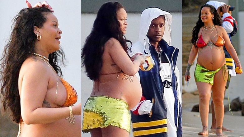 Rihanna z soczystym mango w dłoni i "bad boyem" ASAP Rockym u boku plażuje na Barbadosie (ZDJĘCIA)