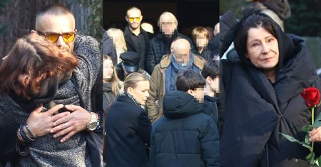 Pogrzeb Mirosława Krawczyka: Mikołaj Krawczyk, Aneta Zając z synami i Dorota Kolak pożegnali aktora (ZDJĘCIA)