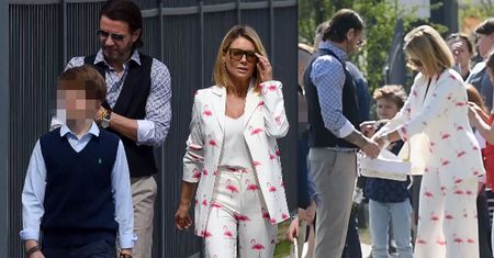 Małgorzata Rozenek w stylizacji w różowe flamingi spaceruje z koszyczkiem
