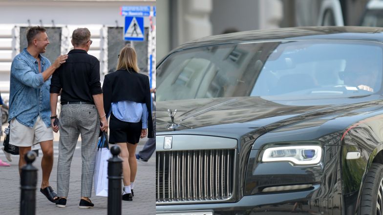 Izabela Janachowska pozuje przed butikiem Łukasza Jemioła