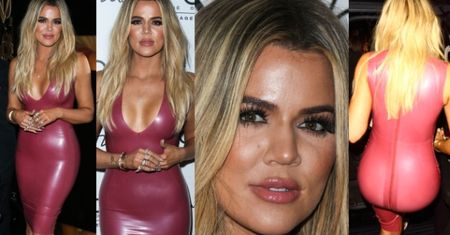 Khloe Kardashian wcisnęła się w plastikową "sukienkę"... Seksowna? (ZDJĘCIA)