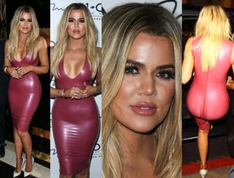 Khloe Kardashian wcisnęła się w plastikową "sukienkę"... Seksowna? (ZDJĘCIA)