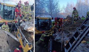 Pilna akcja na miejscu. Mężczyzna jest 6 metrów pod ziemią