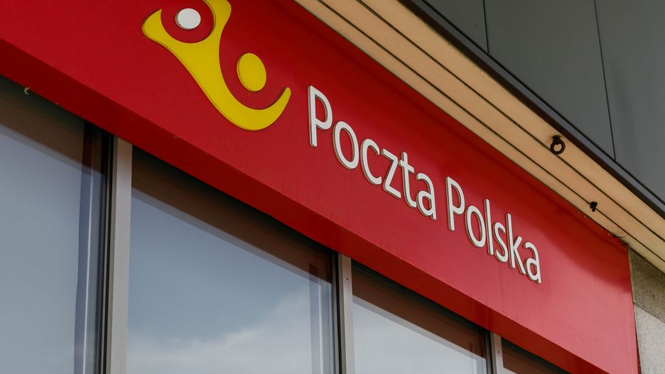 WARSAW, POLAND - 2024/04/08: The sign for Poczta Polska (The Polish Post) is seen on one of the company's offices in the center of Warsaw. (Photo by Volha Shukaila/SOPA Images/LightRocket via Getty Images)