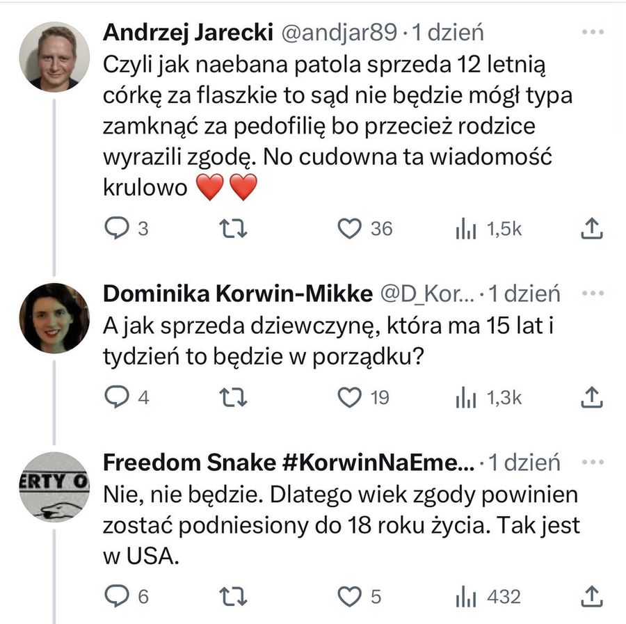 Dominika Korwin-Mikke wypowiada się na temat wieku zgody