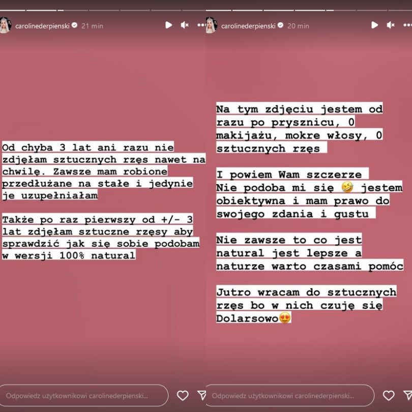Caroline Derpienski pokazała się bez sztucznych rzęs