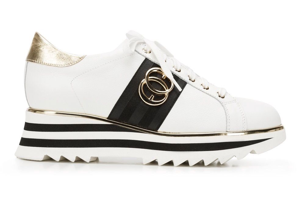 Damskie sneakersy skórzane na platformie