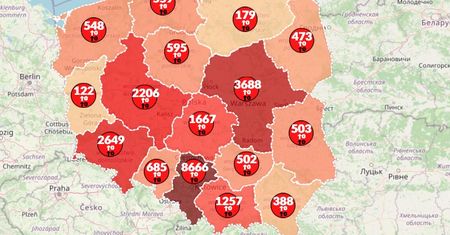 Koronawirus w Polsce. Mapa zakażeń pokazuje mniej nowych infekcji niż w poprzednich dniach