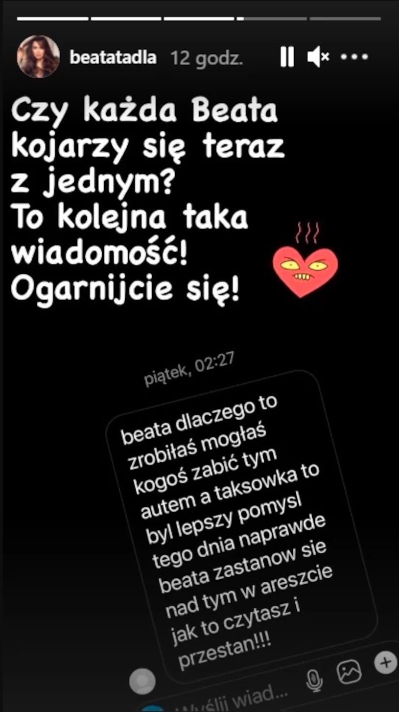 Ktoś pomylił Beatę Tadlę z Beatą K. 