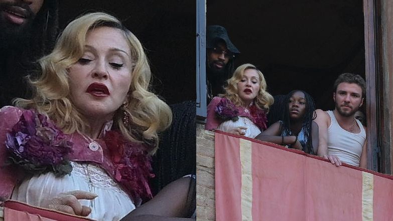 Pozbawiona filtrów 67-letnia Madonna dogląda z okna wyścigów kon