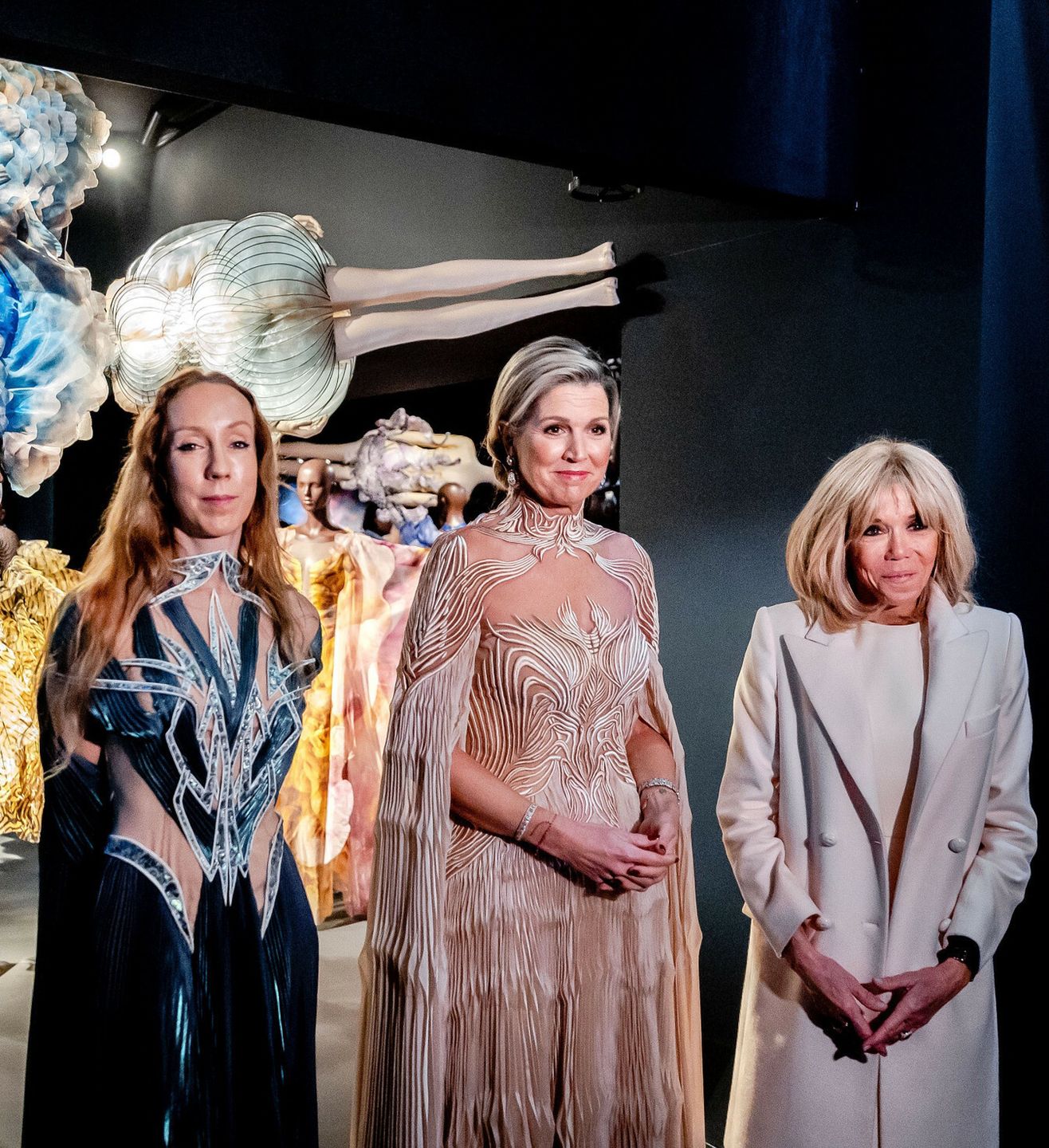 Brigitte Macron i królowa Maksyma w Paryżu