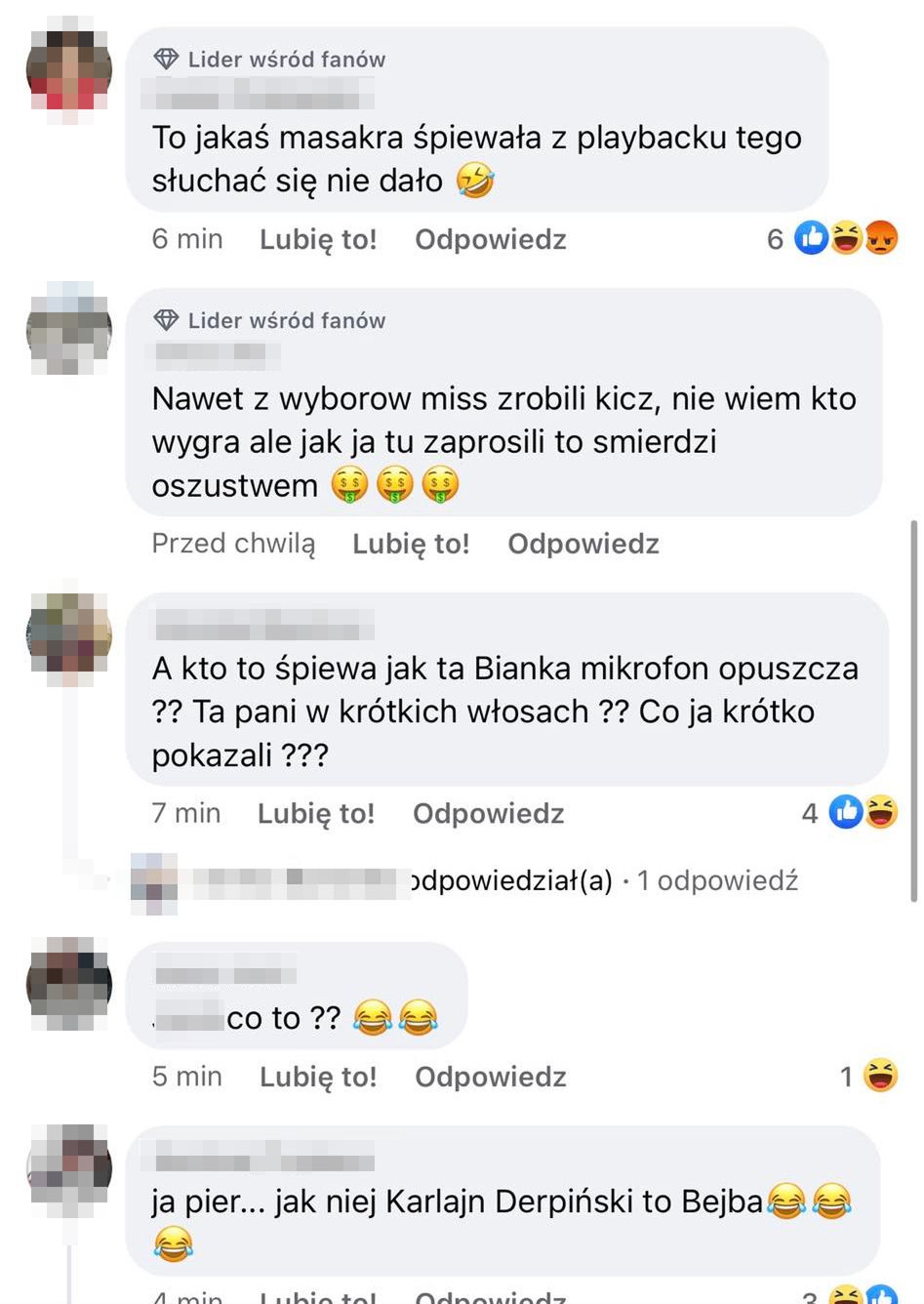 Komentarze pod występem Blanki