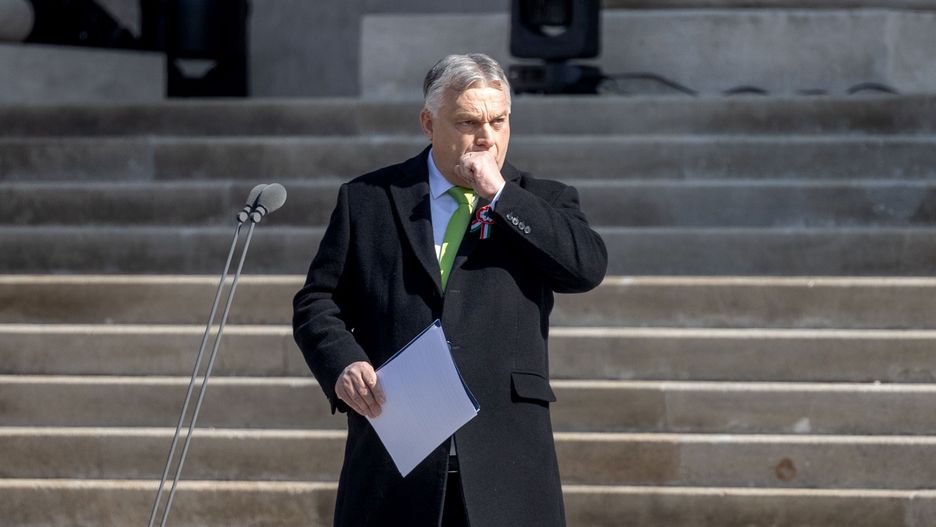BUDAPEST, HUNGARY - MARCH 15: Hungarian Prime Minister Viktor Orban delivers his speech at the occasion of Hungary's Revolution and Independence Day outside the Hungarian National Museum on March 15, 2024 in Budapest, Hungary. The 1848 Hungarian Revolution sought independence from Austria through a peaceful movement, standing apart from the many European Revolutions of that same year. Despite its failure, it remains pivotal in Hungarian history, with its anniversary, March 15, being one of the nation's three national holidays. On its 176th anniversary, Prime Minister Viktor Orban addressed the public at the National Museum, his first speech here since 2019.  (Photo by Janos Kummer/Getty Images)