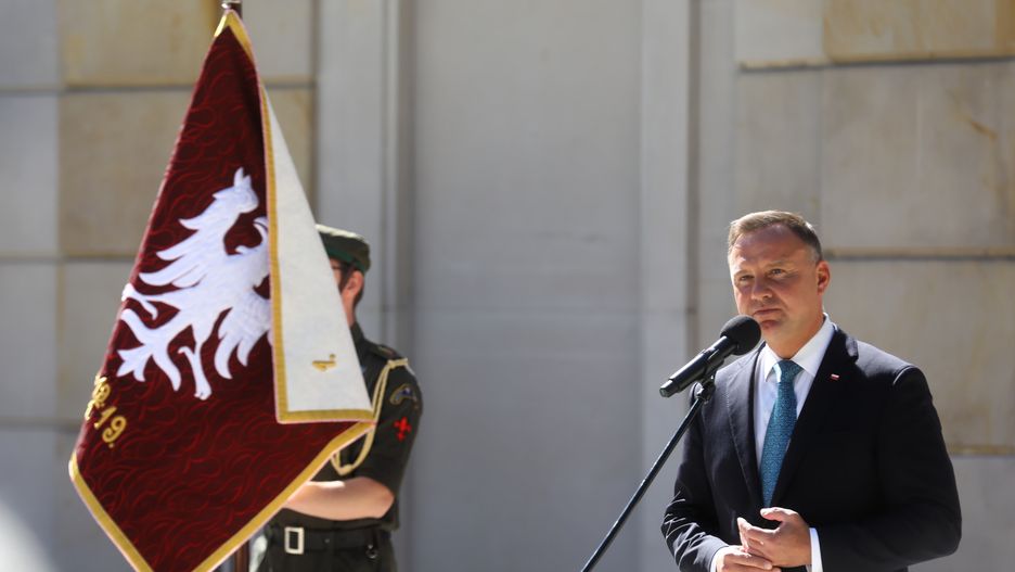 Warszawa. Prezydent Andrzej Duda podczas spotkania z przedstawicielami samorządów i mieszkańców Wielkopolski 