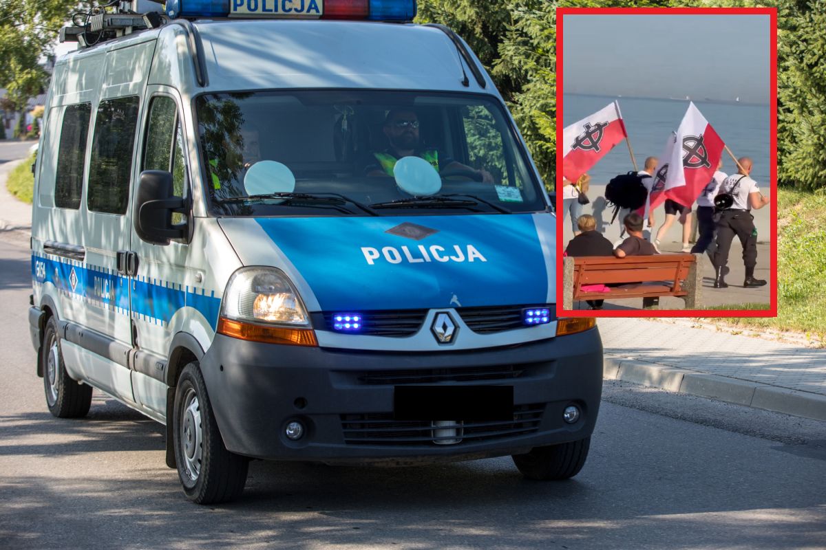 Nieśli biało-czerwone flagi z krzyżami celtyckimi. Interwencja policji w Gdyni