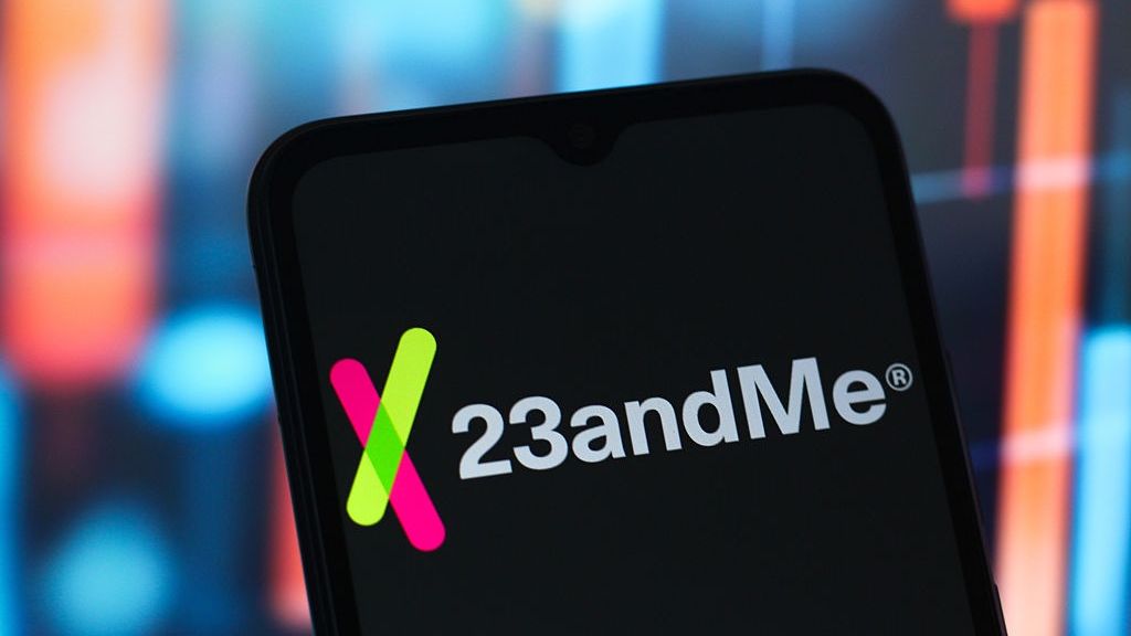 In this photo illustration, the 23andMe logo is seen
CANADA - 2025/05/21: In this photo illustration, the 23andMe logo is seen displayed on a smartphone screen. (Photo Illustration by Thomas Fuller/SOPA Images/LightRocket via Getty Images)
SOPA Images
smartphone, device, online, cellphone, brand, logos, phone