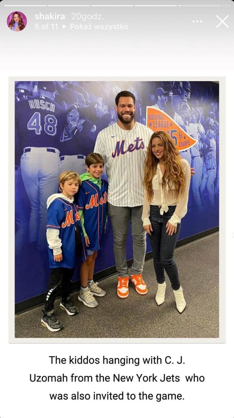 Shakira z dziećmi na meczu New York Mets