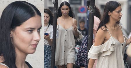 Adriana Lima zwiedza Paryż bez stanika