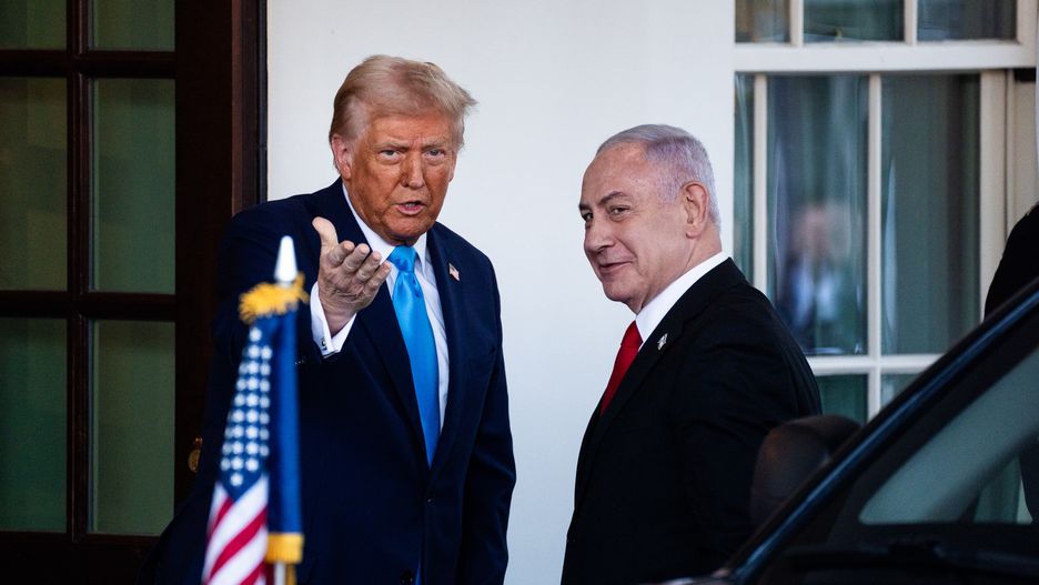 WASHINGTON, DC  February 4, 2025:

US President Donald Trump greets Israeli Prime Minister Benjamin Netanyahu at the West Wing of the White House on Tuesday, February 4, 2025.

(Photo by Demetrius Freeman/The Washington Post via Getty Images)