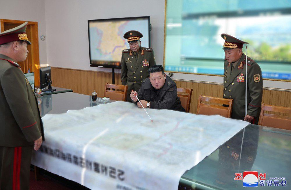 North Korea. Kim Jong Un and his military commanders