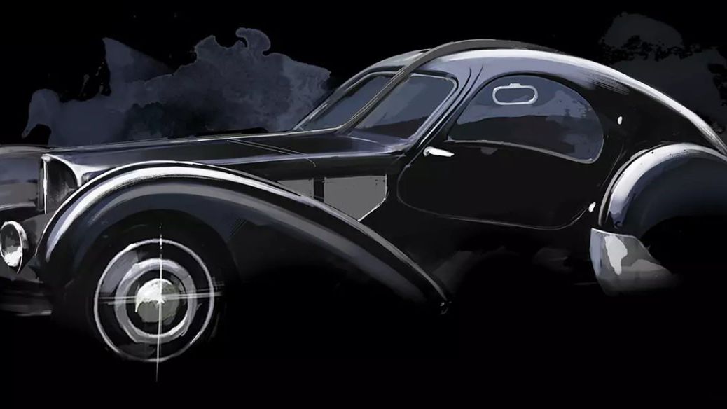 Oryginalny szkic Bugatti Type 57SC Atlantic