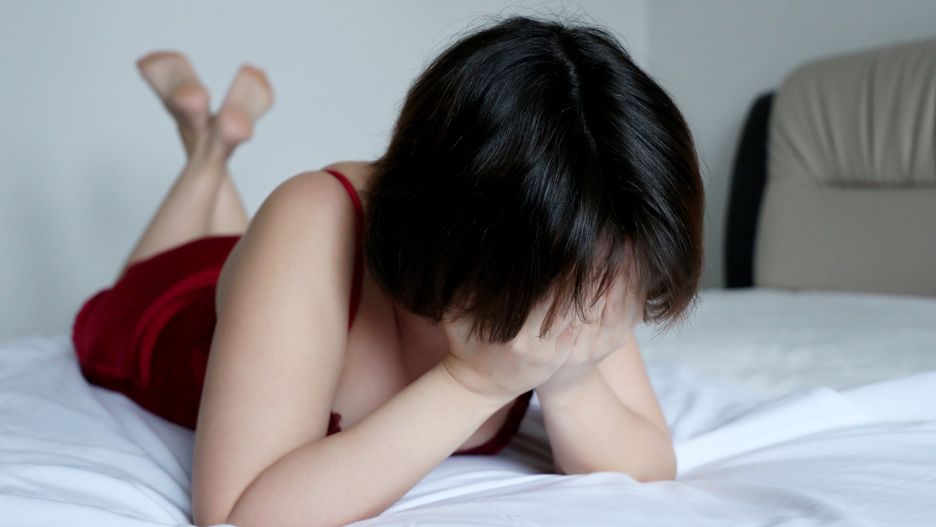 woman, bed, upset, crying, sexy, shy, laying, indoors, adult, alone, attractive, bedroom, belly, brunette, date, depression, disappointed, dress, face, face down, failed, female, girl, hair, hands, head, home, hot, lingerie, loneliness, lonely, love, lying, nightie, on her belly, person, pretty, prostitute, red, rejected, sad, sadness, sensual, skin, stress, underwear, violence, white, young