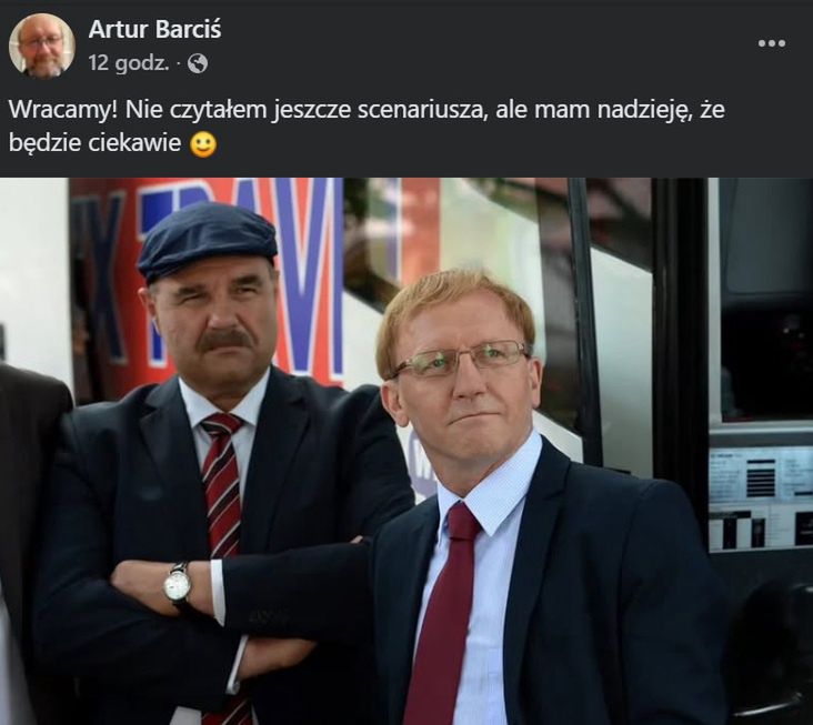 Wpis Artura Barcisia na Facebooku