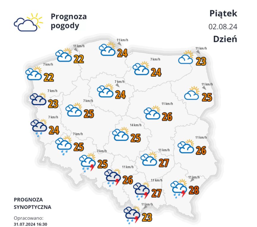 Prognoza na piątek, 2 sierpnia