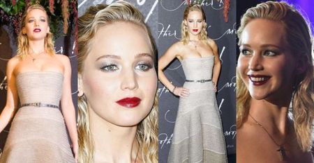 Głęboki dekolt Jennifer Lawrence w Paryżu