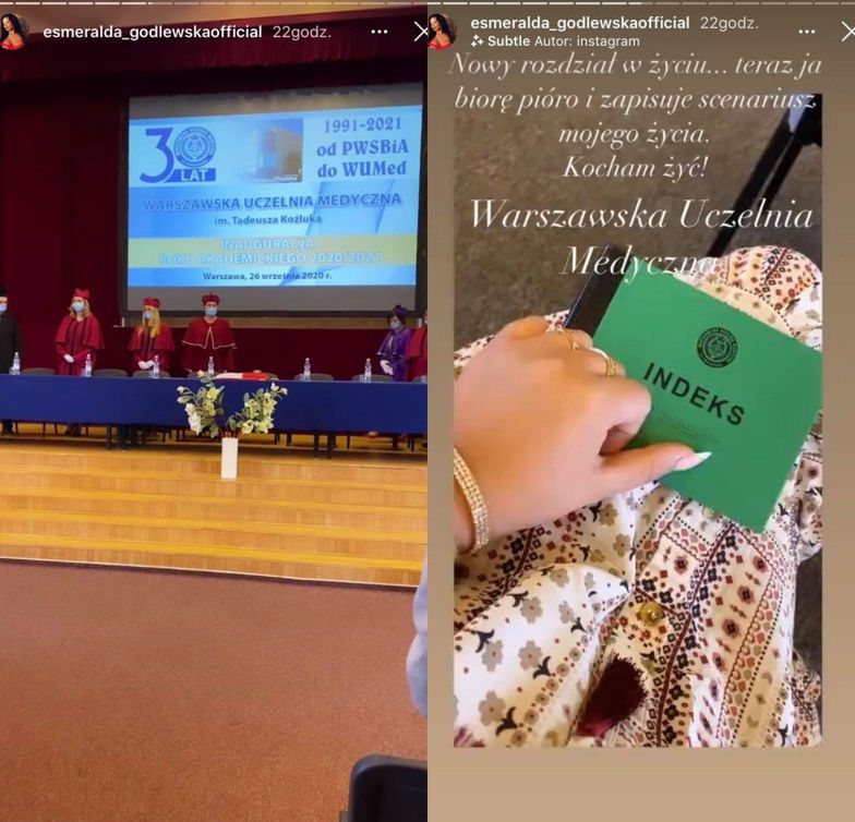 Esmerald Godlewska została studentką