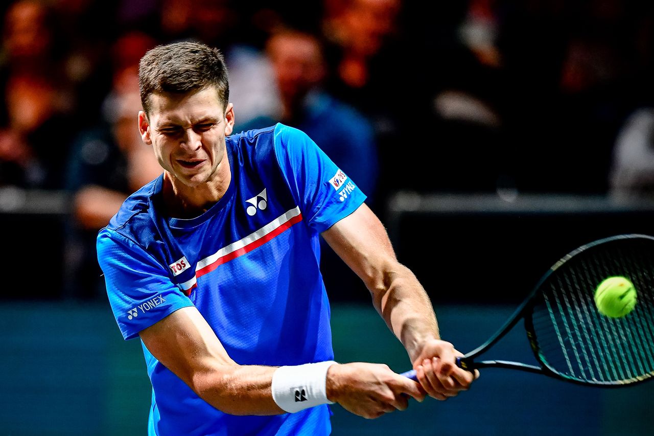 ROTTERDAM, NETHERLANDS - FEBRUARY 11: ABN Amro WTT Hubert HURKACZ (POL) during the   ABN Amro WTT at the Ahoy on February 11, 2020 in Rotterdam Netherlands (Photo by Jan Kok/Soccrates/Getty Images)