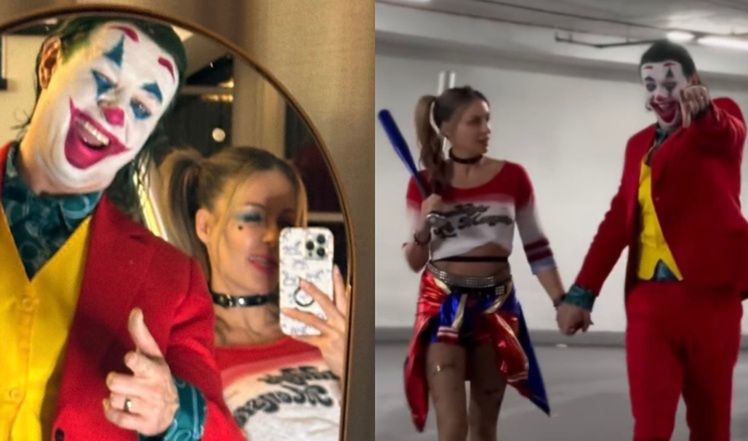 Małgorzata Rozenek oraz Radosław Majdan w przebraniach  Harley Quinn i Jokera poszli na mecz