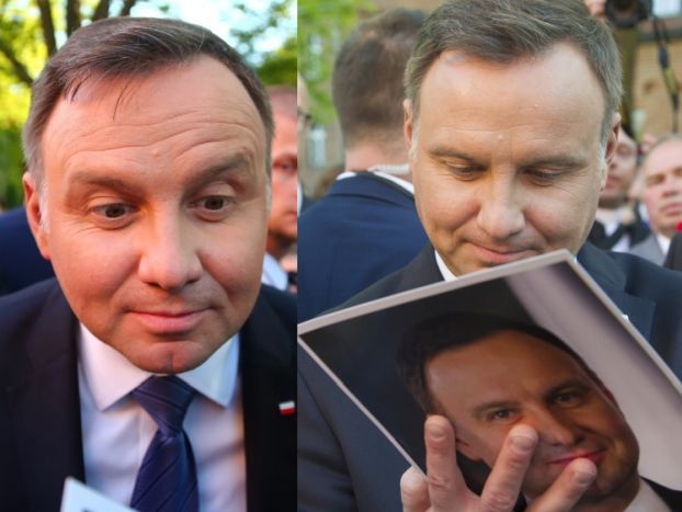 Duda gawędzi z wyborcami i uśmiecha się nad własnymi zdjęciami