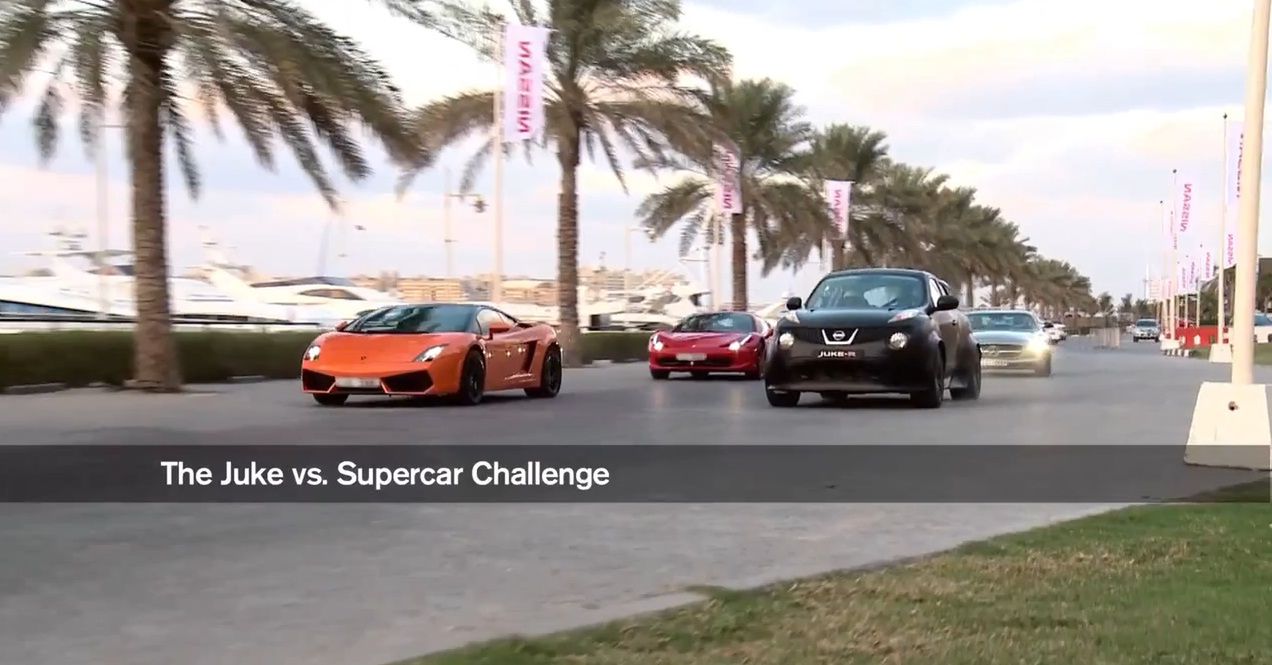 Lamborghini Gallardo LP560-4, Ferrari 458 Italia, Nissan Juke-R, Mercedes-Benz SLS AMG