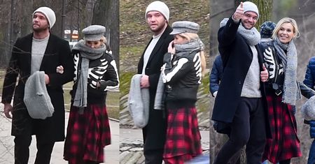 Doda z Emilem na spacerze. Tym razem nie musiał dźwigać toreb!