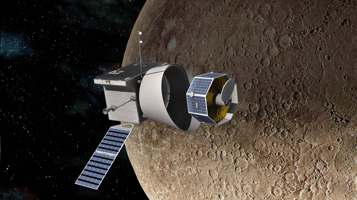 Construction contracts for 'BepiColombo' signed
The handout photo made available by EADS Astrium on 18 January 2008 shows a computer simulation of satellite 'BepiColombo' orbiting Mercury. The satellite is scheduled to be launched in 2013 and shall reach its destination in 2019. Among other scientific goals, scientists want to obtain high resolution photos of the surface of the sun's nearest planet. Photo: EADS Astrium
Dostawca: PAP/DPA.
A9999 EADS Astrium
satellite