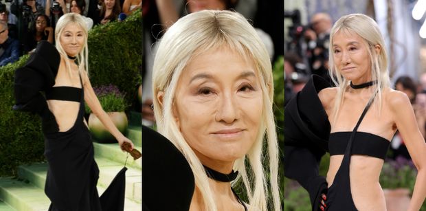 76-letnia Vera Wang na Met Gali. Odsłoniła ultraszczupłą sylwetkę w kreacji z wycięciami (ZDJĘCIA)