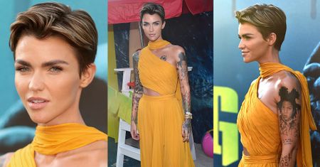 Ruby Rose eksponuje wytatuowane ramiona na premierze