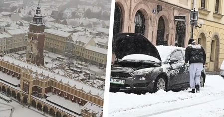 Potężne śnieżyce w Krakowie. Śnieg sparaliżował miasto