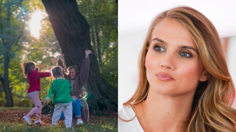 Agnieszka Kaczorowska zabrała córki na spacer do parku