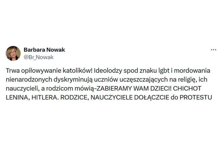 Barbara Nowak pisze na X o Leninie i Hitlerze