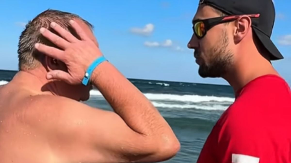 Nagrali rozmowę ratownika z plażowiczem z Rosji.