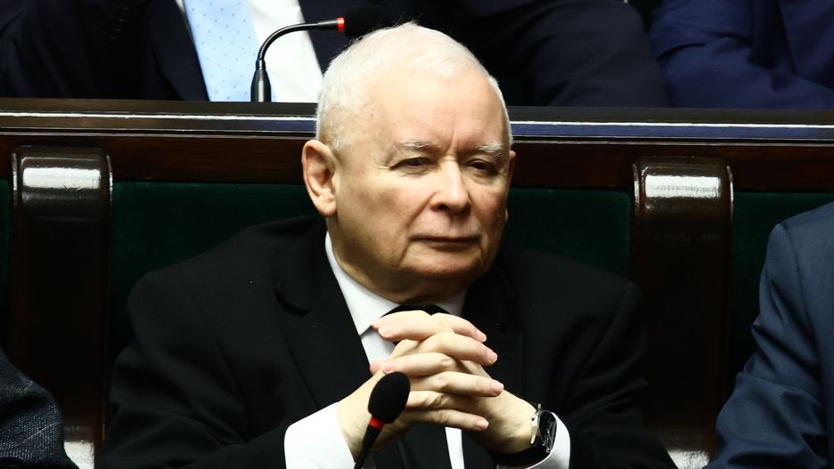 Law and Justice leader Jaroslaw Kaczynski during Donald Tusk programme speech as Prime Minister at Polish Parliament in Warsaw, Poland on December 12, 2023. (Photo by Jakub Porzycki/NurPhoto via Getty Images)