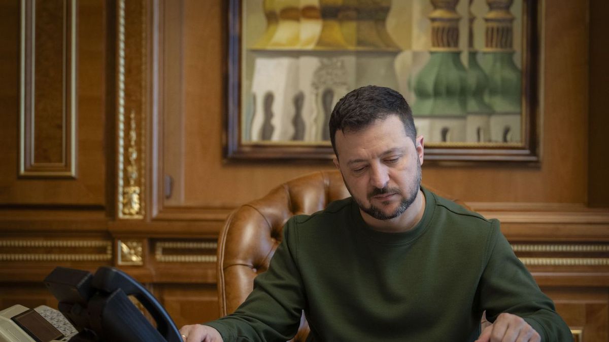 KYIV, UKRAINE - MARCH 18: (----EDITORIAL USE ONLY  MANDATORY CREDIT - 'UKRAINIAN PRESIDENCY / HANDOUT' - NO MARKETING NO ADVERTISING CAMPAIGNS - DISTRIBUTED AS A SERVICE TO CLIENTS----) Ukrainian President Volodymyr Zelenskyy congratulates the elected Indonesian President Prabowo Subianto for his victory in recent elections via a phonecall in Kyiv, Ukraine on March 18, 2024. Zelenskyy noted that Indonesia's participation in the inaugural peace summit Peace Formula is fundamentally important for Ukraine. (Photo by Ukrainian Presidency / Handout/Anadolu via Getty Images)