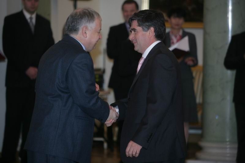 Raul Lozano i Lech Kaczyński w Pałacu Prezydenckim, rok 2006 fot. GFDL 1.2