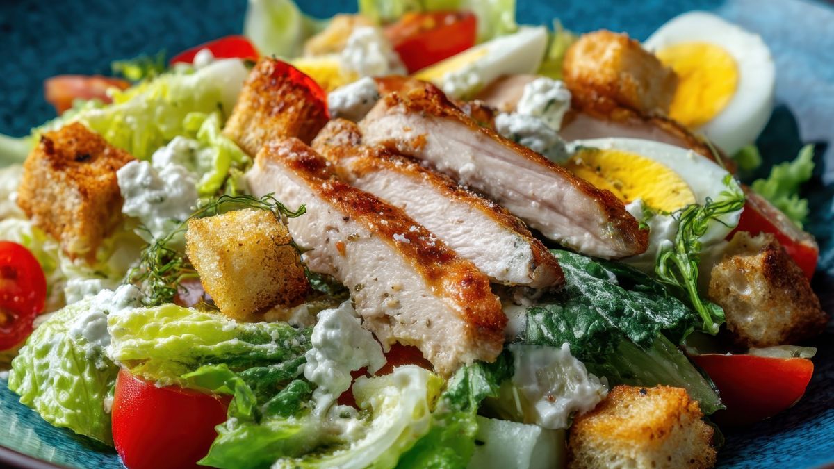 Do sałatki z kurczakiem i jajkami robię sos cezara